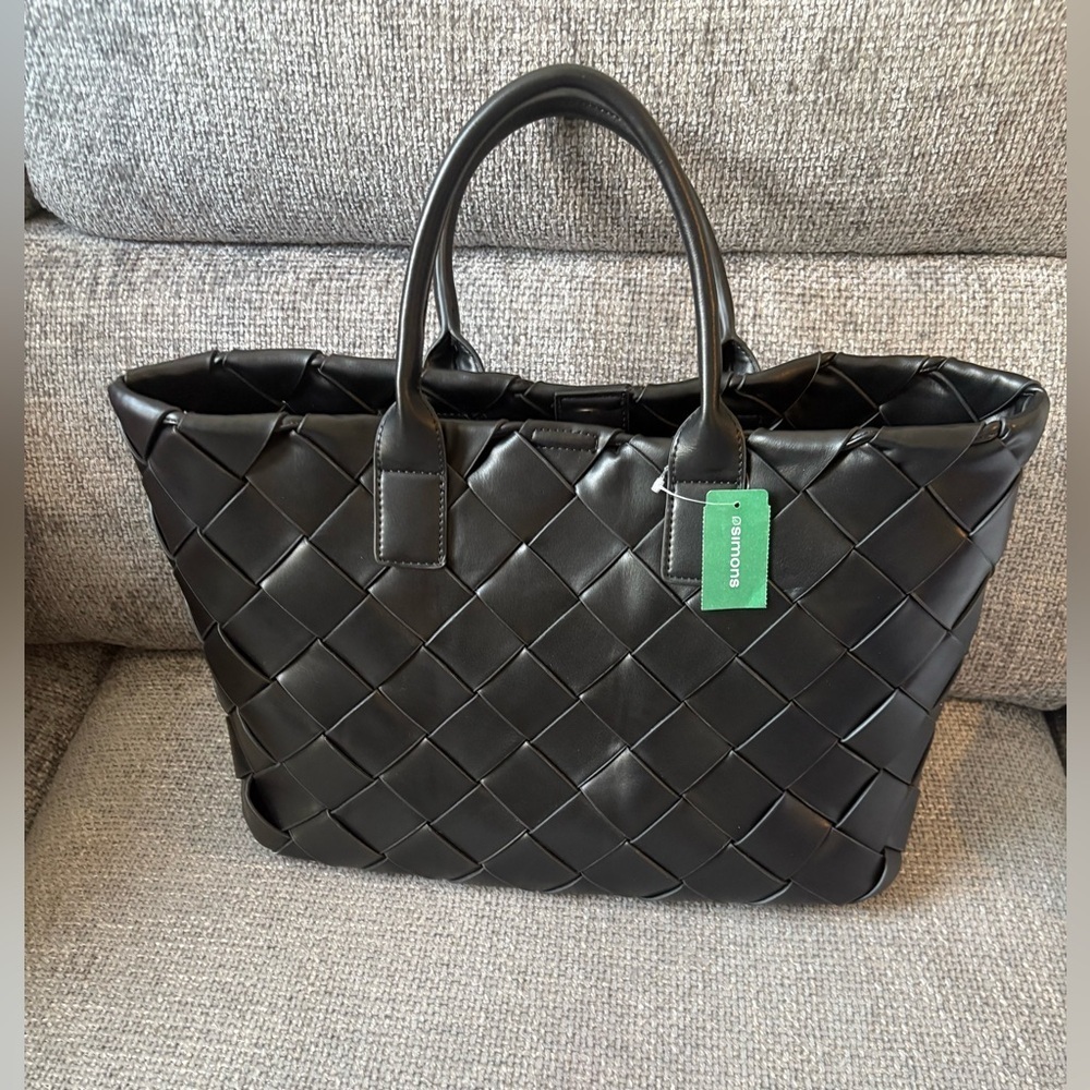 Brand New w/ Tag! Simons Braided Tote – Strong, Chic & Spacious! 🖤 - Picture 8 of 11